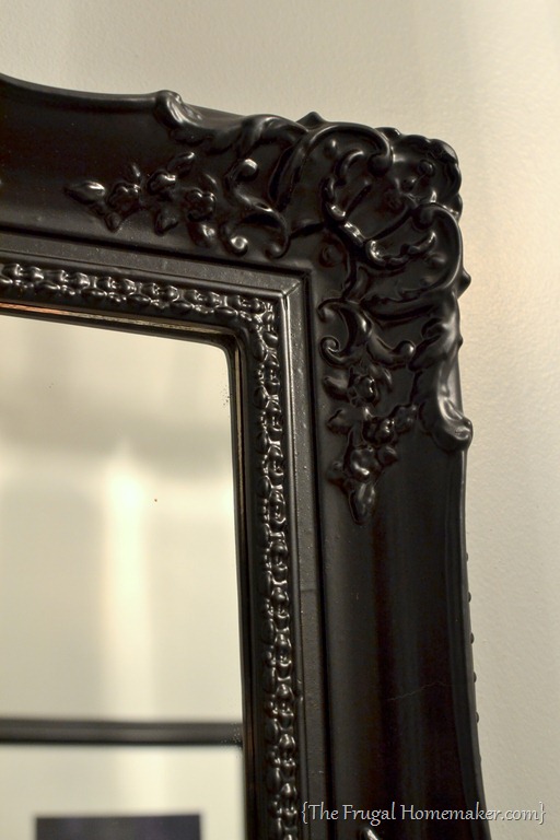 Spray painted gold yard sale mirror {How to spray paint a mirror frame}
