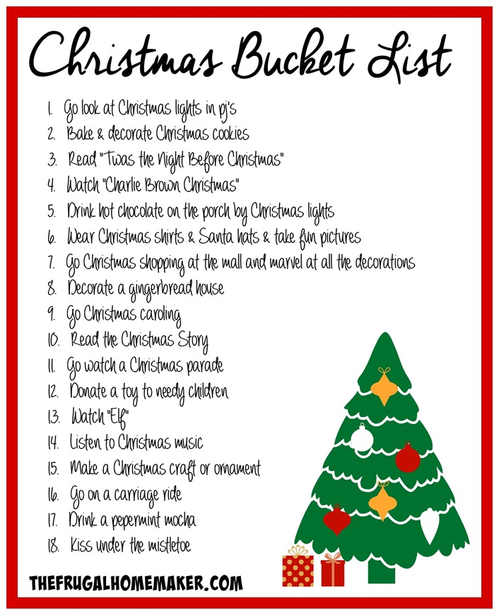 Make a Christmas Bucket List (Day 15 of 31 days to take the Stress out of Christmas)