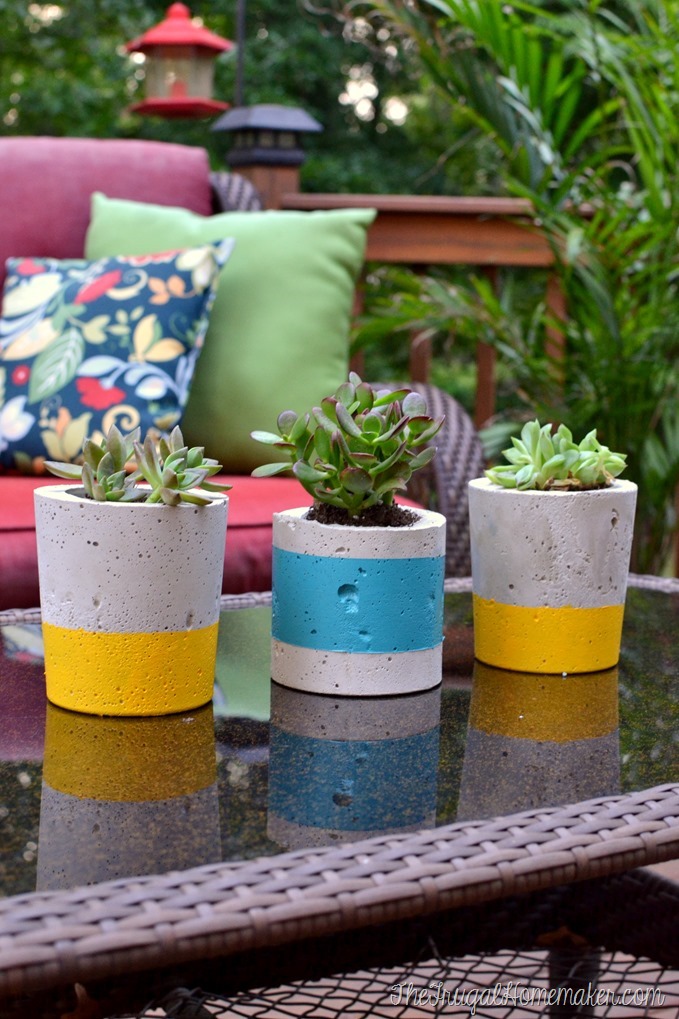 DIY Painted Concrete Planters (How to make your own concrete planters)