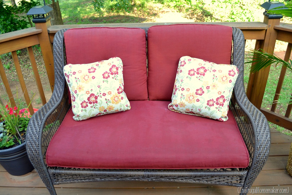 Faded Chair Cushions Refreshed With Spray Paint The Frugal Homemaker - Can I Spray Paint Patio Cushions