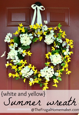 White and yellow summer wreath