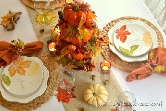 Fall table with Better Homes and Gardens dishes