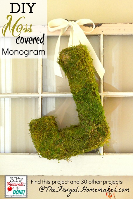 DIY moss covered monogram