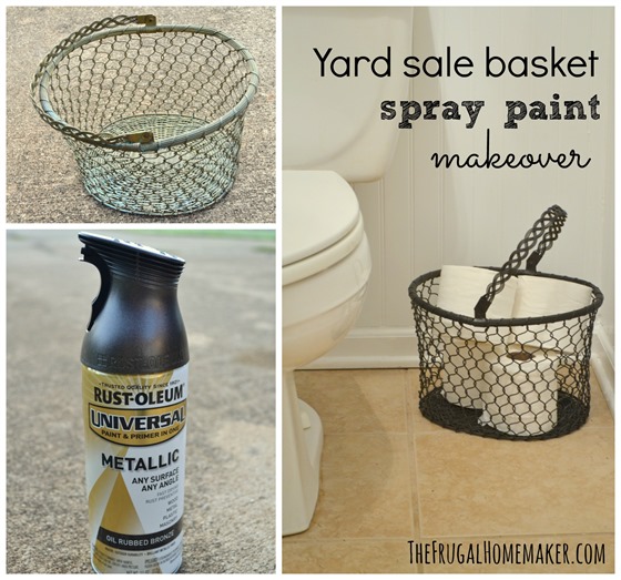 Yard sale basket spray paint makeover