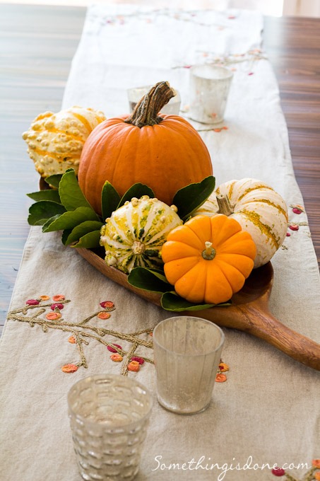 pumpkins and gourds centerpiece