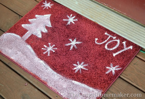 Easy painted Christmas door mat