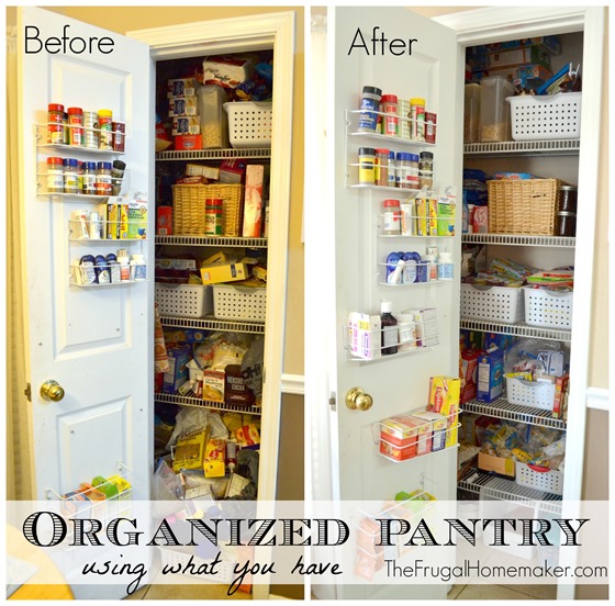 Organized pantry before + after