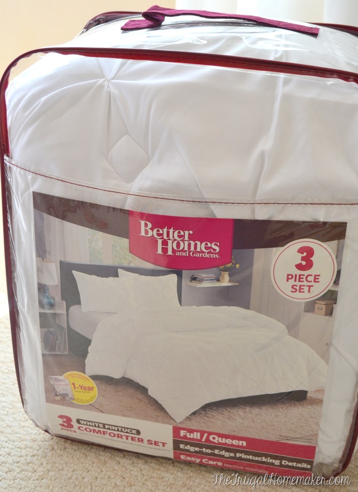 Better Homes and Gardens white pintuck comforter set from Walmart