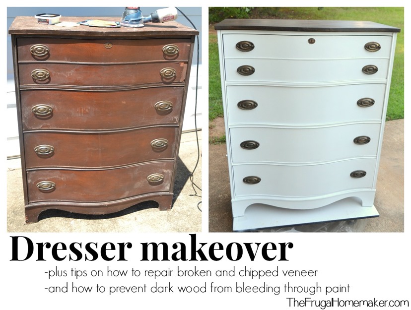 Dresser Makeover How To Fix Chipped, How To Stain A Laminate Dresser