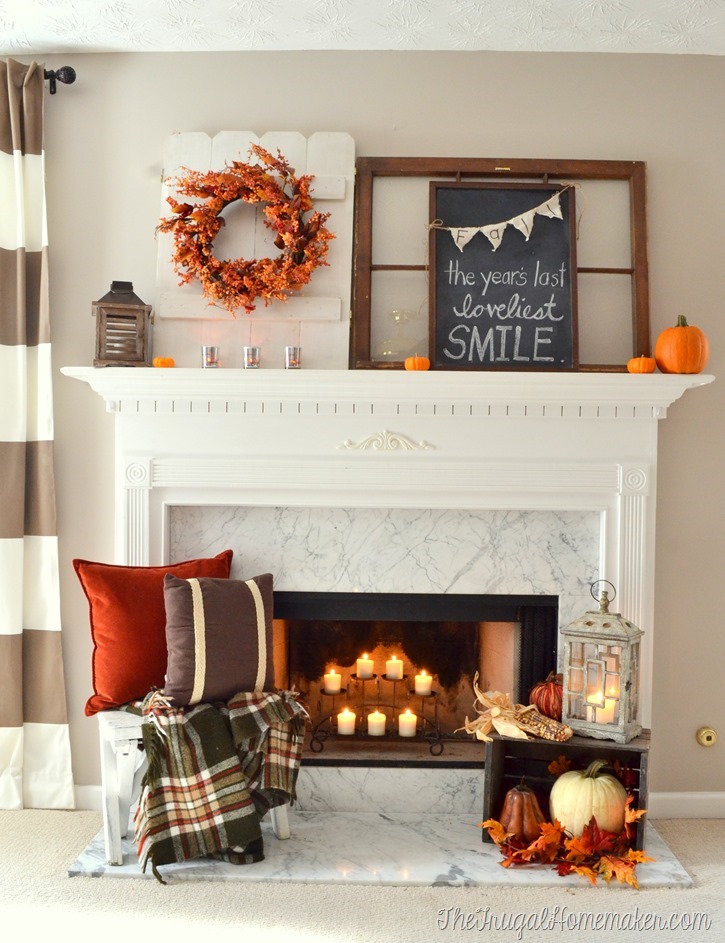 Fall mantel with thrited and vintage finds