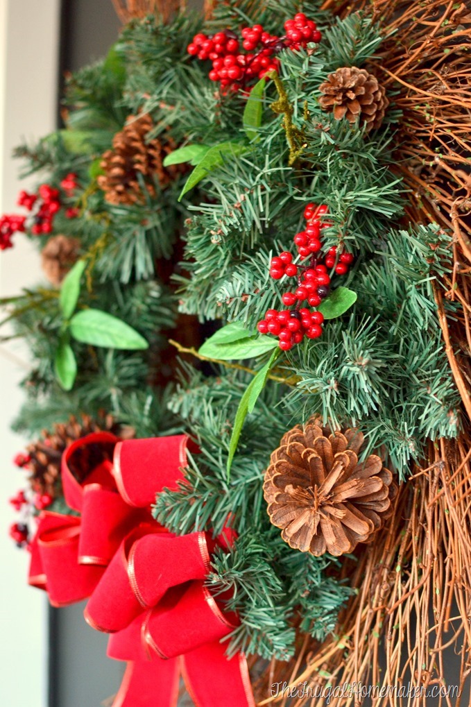 Christmas front porch and a cheap/easy layered Christmas wreath