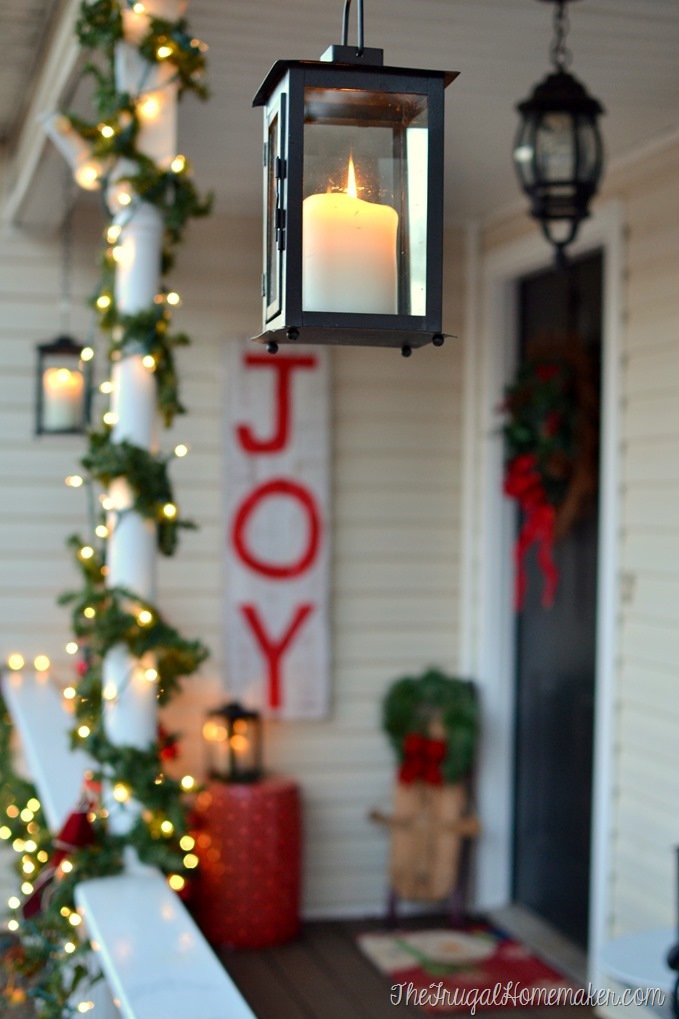 Christmas front porch and a cheap/easy layered Christmas wreath