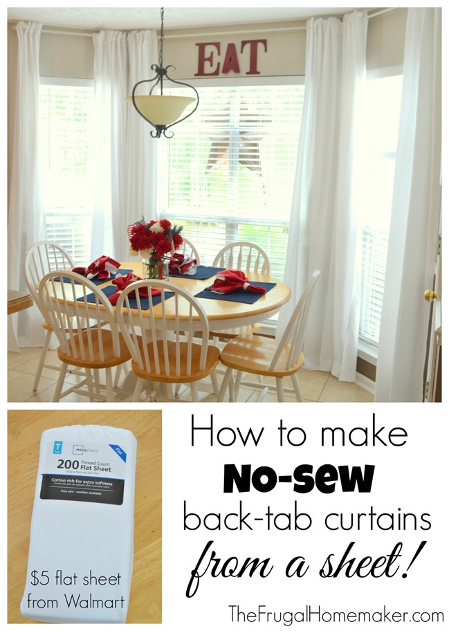 How to make no-sew back-tab curtain from a sheet