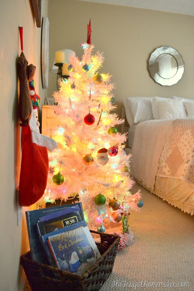 pink and white tree in guest room