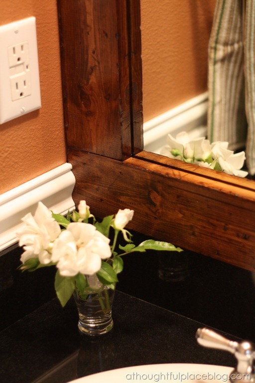 distressed stained wood mirror frame