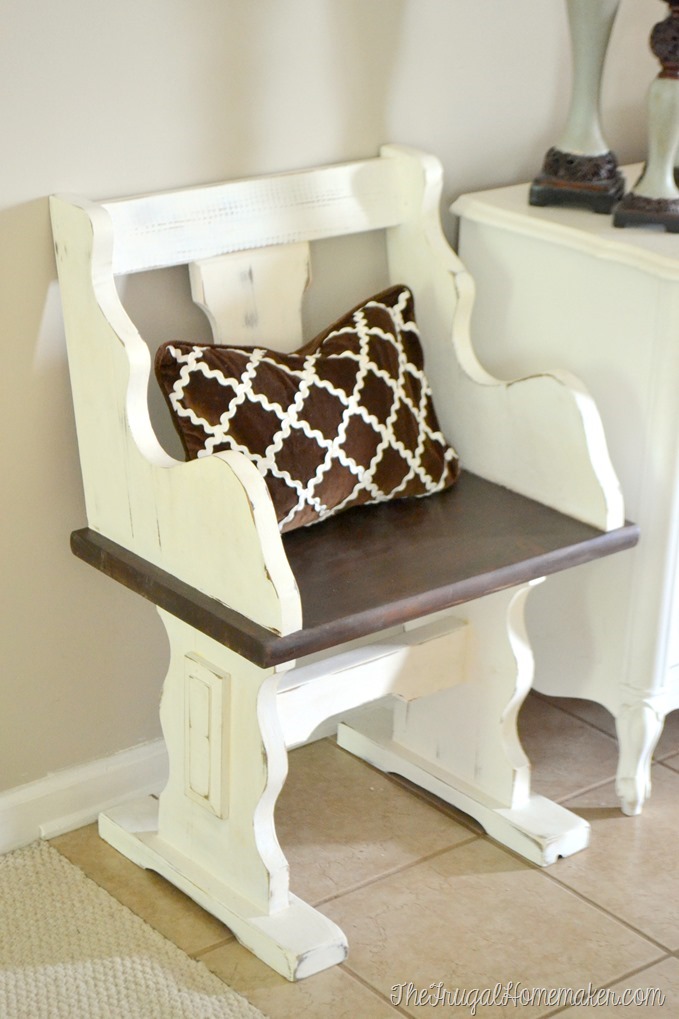 Small Pew Bench Makeover with Chalky Finish Paint