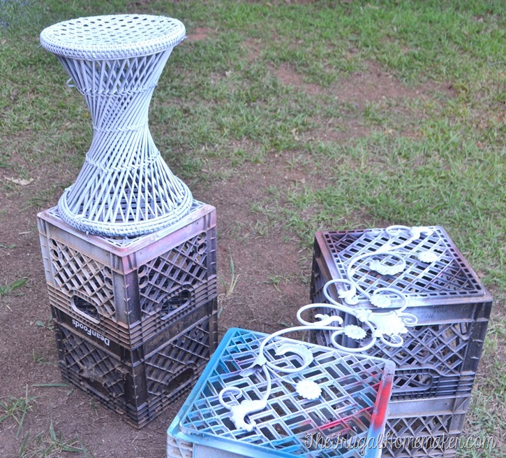 using Rustoleum spray paint to makeover yard sale finds