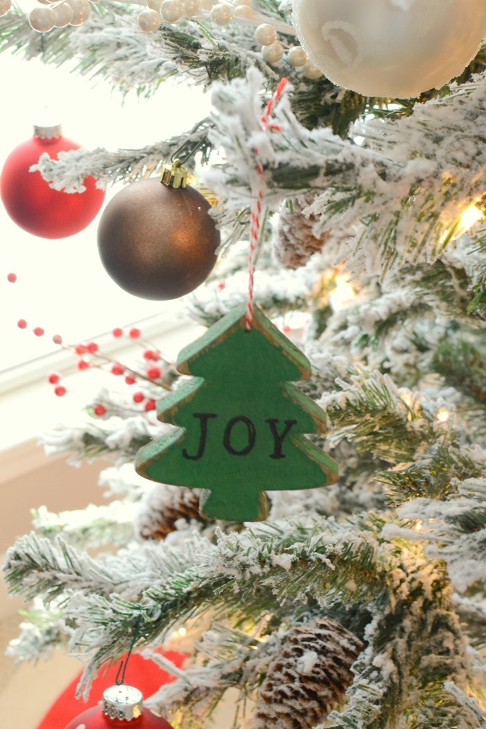 DIY Chalky Finish Painted Wood Christmas Ornaments