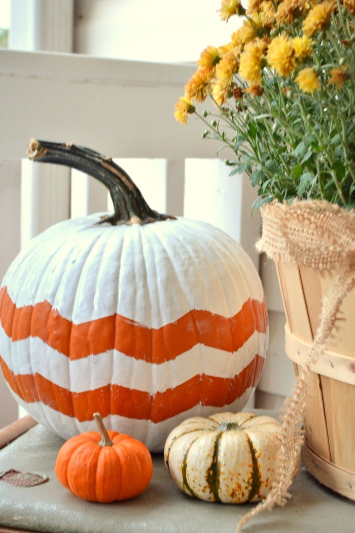 Painted pumpkins with Behr paint