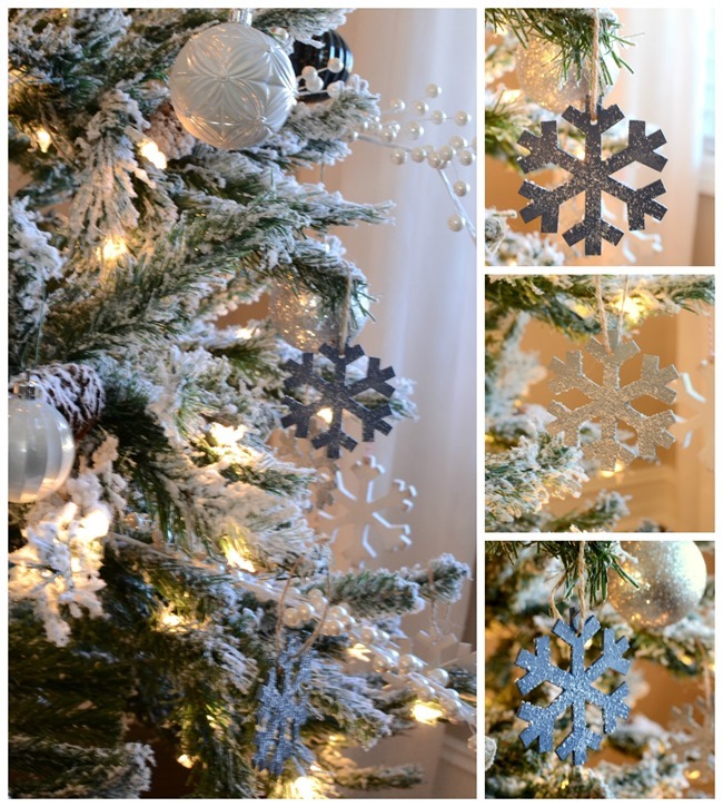 Silver and blue Christmas ornaments