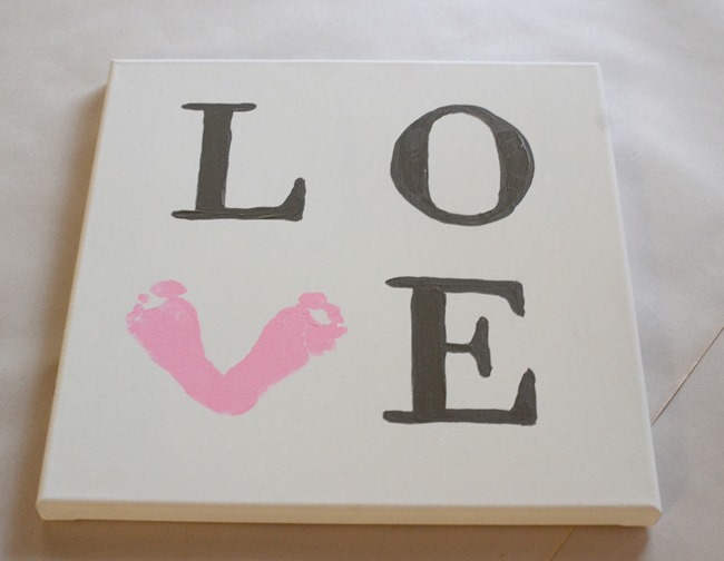 DIY Farmhouse LOVE baby footprint sign