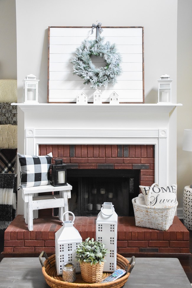 Winter mantel and winter living room-7